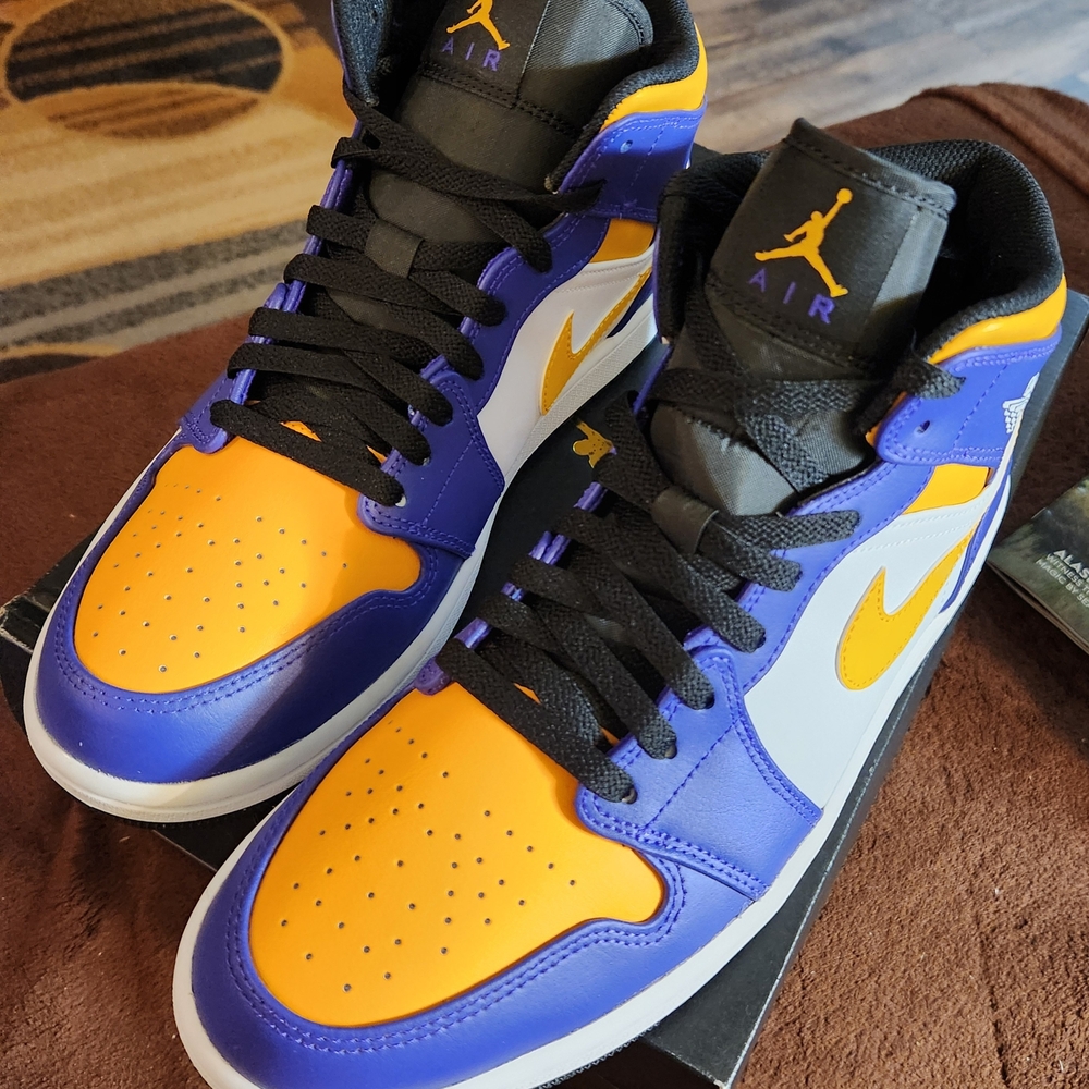 Air Jordan 1 Men's Bold Purple and Gold Lakers